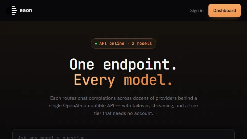 Eaon 免费API网关网站首页截图